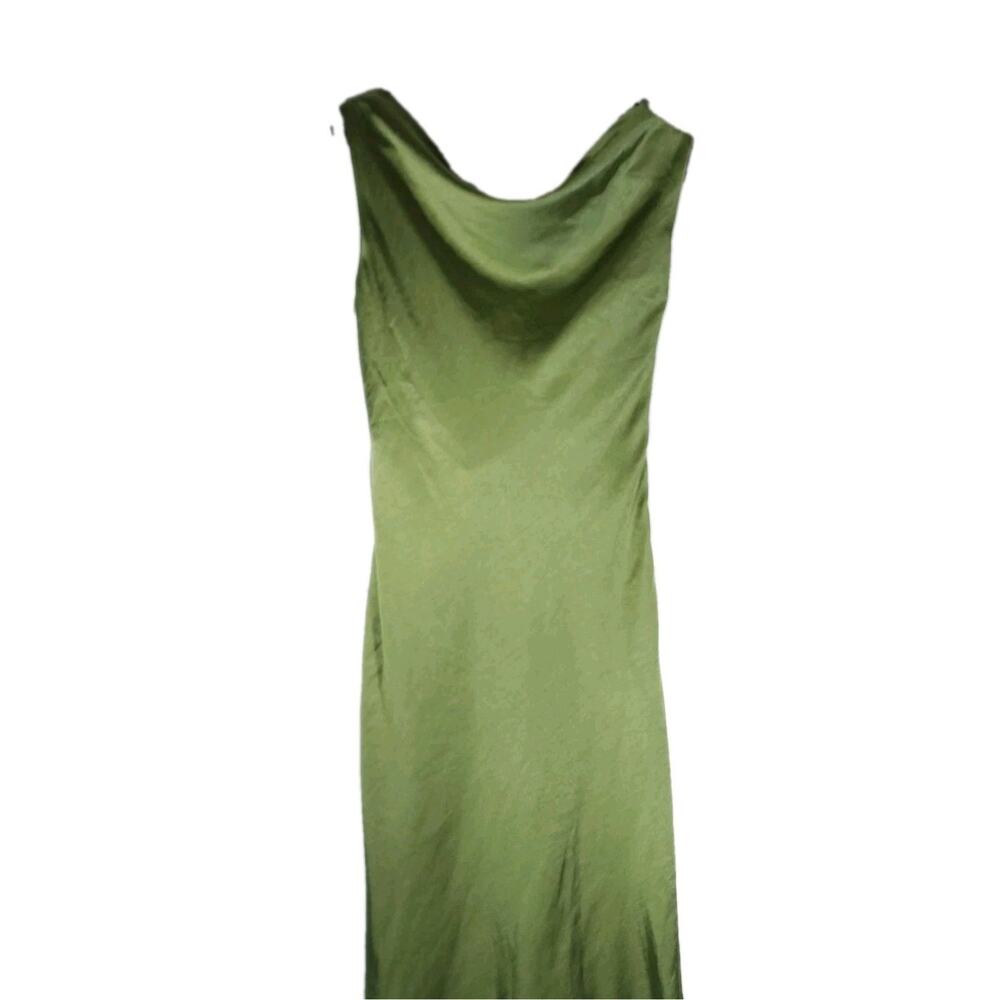 NWT Commense Sz S Green Glossy Satin Cowl Back Evening Wedding Maxi Dress - Picture 2 of 10